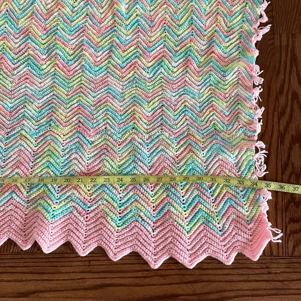 HANDMADE CROCHET BABY GIRL BLANKET AND STUFFY doggy MULTI color Chevron